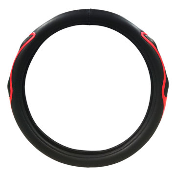 Factory Wholesale Sports Style Car Steering Wheel Cover in Black and Red - Breathable PVC Leather