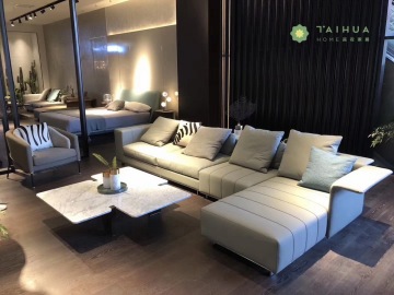 Modern Stylish Living room With Leather Sofa