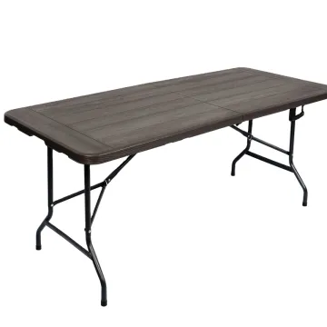 6ft 180cm Outdoor Wooden Pattern Plastic Folding Table with Wooden Look