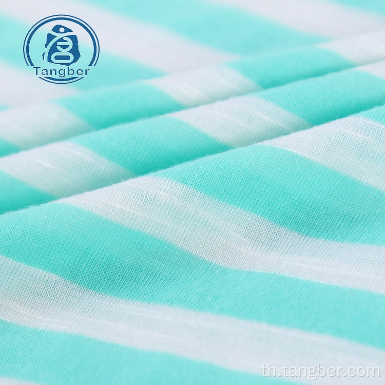 Stripe Knitted Spun Polyester Jersey Slub Fabric