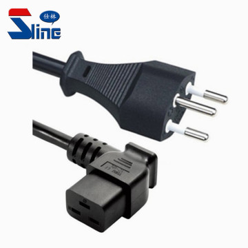 Swiss T12 Power Cord Plug: Right Angled IEC 320 C19 Female with SEV Certification 10A 250V