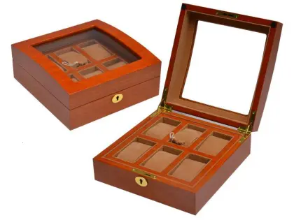 Diplomat Khaki Velvet Watch Box With Clear Top