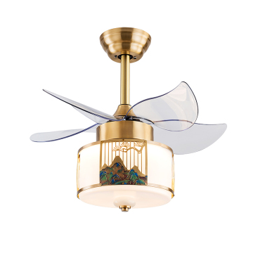 Chinese Style Lantern Design with Landscape Painting for Creative Home Bedrooms and Living Rooms with LED Ceiling Fans