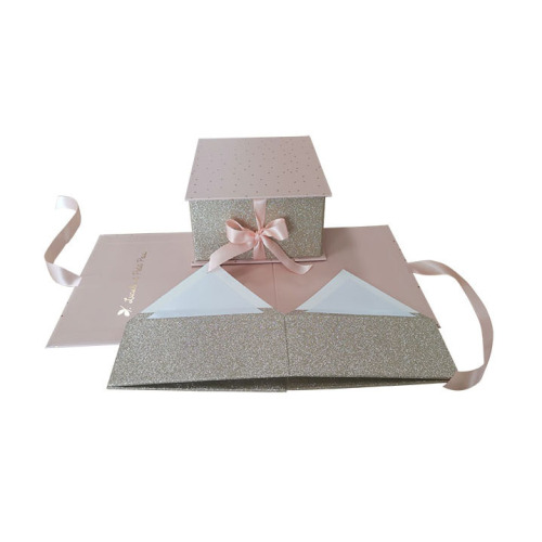 Shinny glitter fancy paper foldable box custom logo