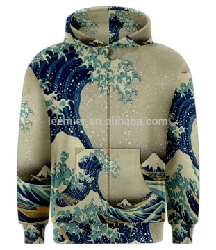 Wholesale custom printed 100% polyester zip up hoodies