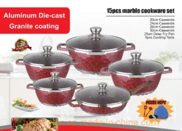 Marble Casserole Set 10 Pieces Aluminum Casserole Ceramic Coating Kitchenware Set