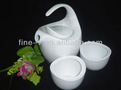 white porcelain teapot set