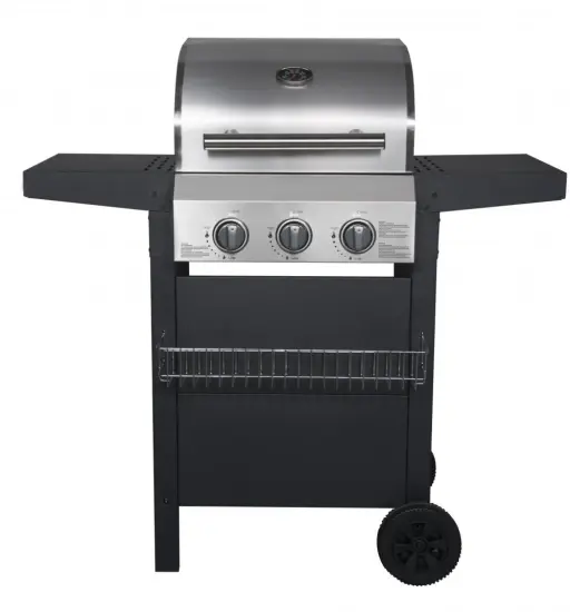 3 Burner Gas Grill with Two Foldable Shelves