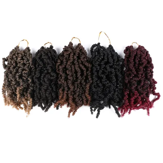 Wholesale Ombre 10inch Pre-twisted Spring Twist Hair Short Curly Bomb Passion Twist Crochet Braiding Synthetic Hair