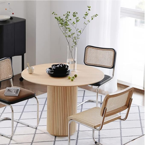 Midcentury Solid Wood Round Dining Table for 2