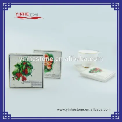 Colorful Customized White Marble Beer and Wine Cup Mat