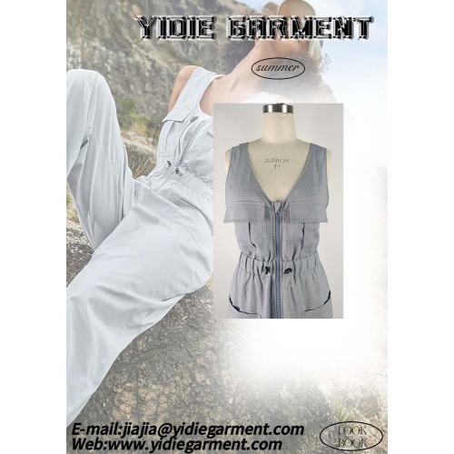 Multi Pocket Utilty Sleeveless Linen Cargo Jumpsuit