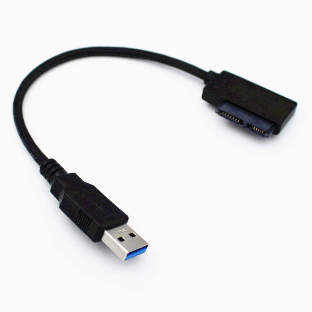 USB3.0 Slim SATA TO USB Adapter Converter for Laptop's DVD optical drive 7+6 pin 24CM for External Hard Drive