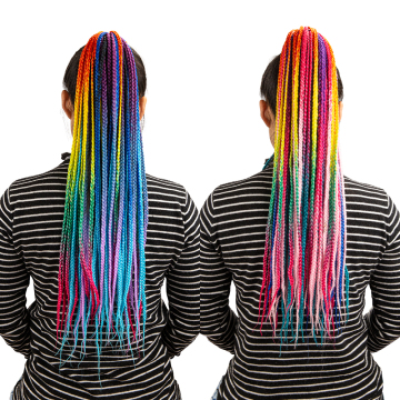 Hot Sale Wig Ponytail Braids With Elastic Band Braiding Hair Rubber Band Kids Girls Ombre Ponytails Hair Extension