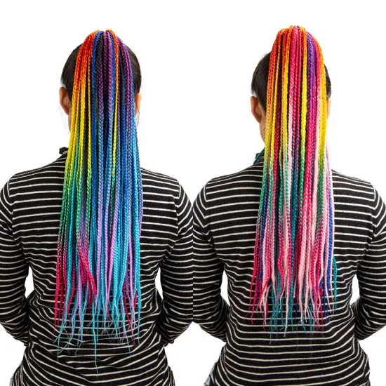 Hot Sale Wig Ponytail Braids With Elastic Band Braiding Hair Rubber Band Kids Girls Ombre Ponytails Hair Extension