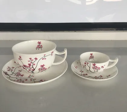 Ceramic Bone Porcelain Tea Cup and Tray Set