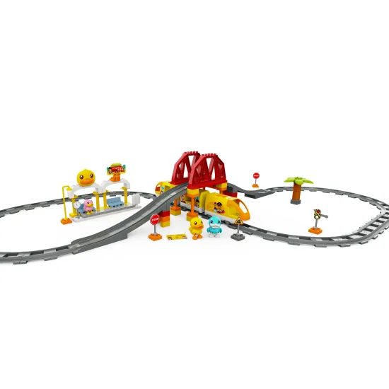 High-Quality Kids' Plastic Electric Annular Train Track Set with Rail Car Slot Toy