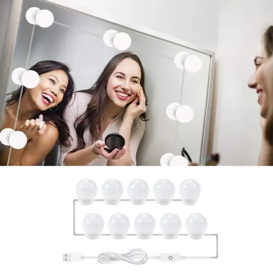 5V Touch Dimming Led Vanity Mirror Lights USB Hollywood Vanity Light Bulbs for Makeup Dressing Table Bedroom Bathroom Decoration