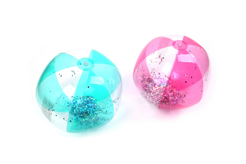 Summer Inflatable PVC สีสัน Glitter Beach Ball