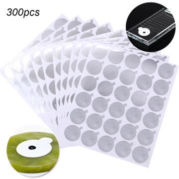 300Pcs Disposable Eyelash Glue Holder Pallet Paper Eyelash Extension Glue Holder Pad Sticker Jade Stone Grafted Lash Makeup Tool