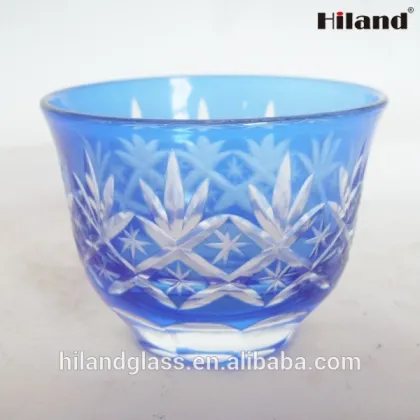 Hand engraved rice wine japanese colored sake glass