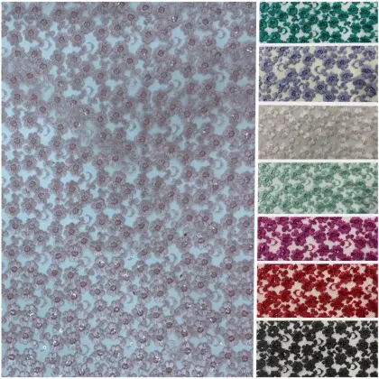 Claire Little Flower Sequins Embroidery Fabric