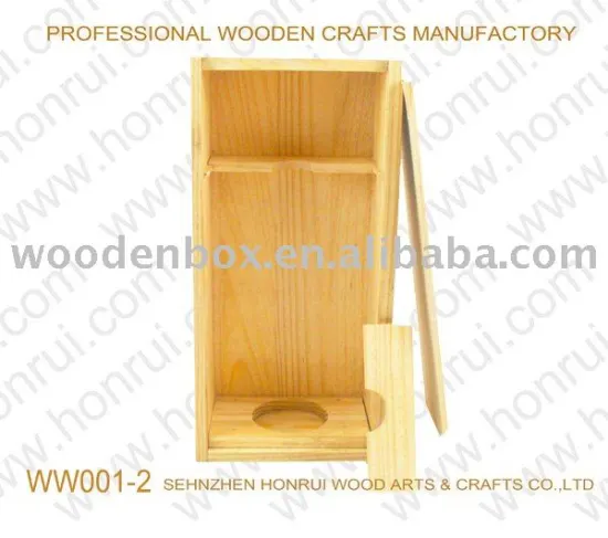 wooden wine box with slide lid
