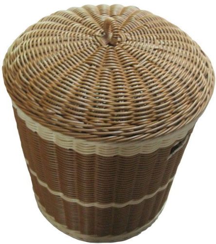 Plastic Round Wicker Laundry Basket With Lid , Divided Laundry Basket