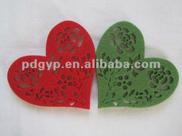 Newest design hear style with flower colorful felt coaster