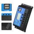 24V 12V Auto Solar Panel Battery Charge Controller 60A 50A 40A 30A 20A 10A LCD Solar Collector Regulator with Dual USB