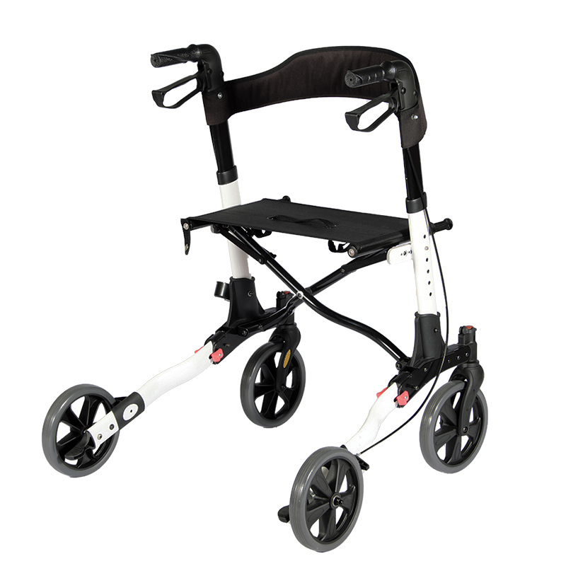 Medical Double Folding Aluminum Lightweight Walker Rollator for Elderly Adults