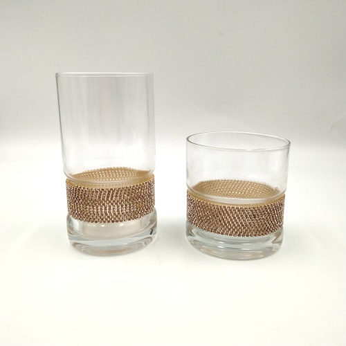 wholesale high ball glass tumbler with diamond decor