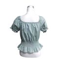 Square Neck Smock Wasit Short Sleeve Blouse