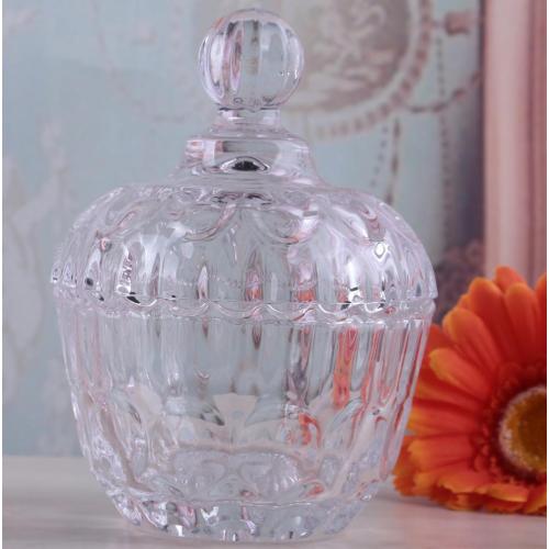Round Pink/Clear Glass Candy Jar With Glass Lid