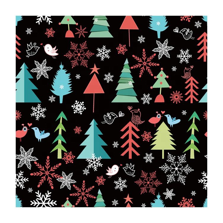 Christmas Woodland Print 100% Polyester Festive Fabric