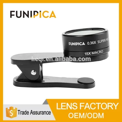 Wholesale mobile phone lenses 3in1 fish eye wide angle camera lenses with universal clip use