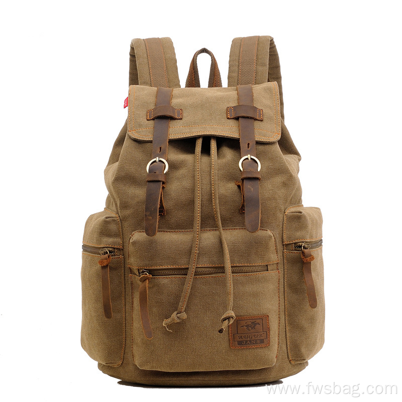 Men's Pure Cotton Canvas Backpack leisure outdoor waterproof health environmental protection large capacity student bag