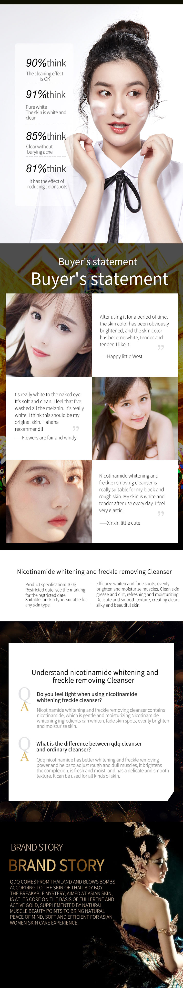 Whitening and freckle removing facial cleanser