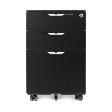 3 Drawer Metal Rolling Cabinet Black