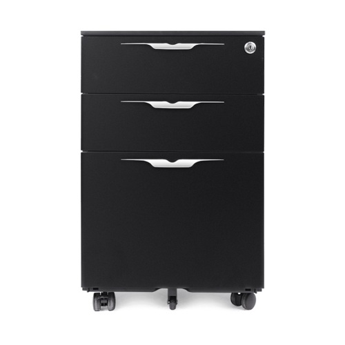 Mobile Pedestal Drawers 3 Drawer Metal Rolling Cabinet Black Manufactory