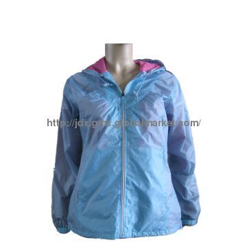 Ladies fashional Raincoat in pale blue and pink