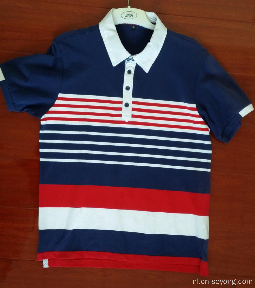 Katoenen spandex garen geverfd poloshirts met korte mouwen