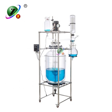 Jacketed Double Wall Glass Reactor 200L with Rectification Column and Condenser