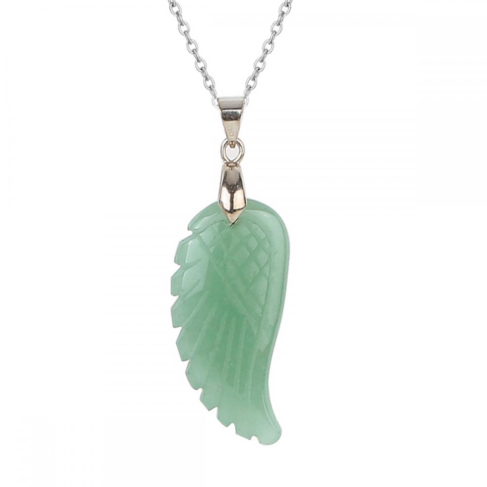 Collier pendentif à ailes de pierres précieuses charms couloir en crustal naturel en crustal d&#39;ange narre