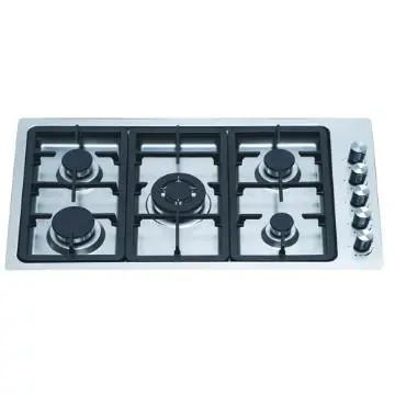 Stainless steel  Cast Iron pan support 5 burner gas hob