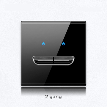 Black Five Hole Panel Socket with Toggle Reset Switch and Toughened Glass
