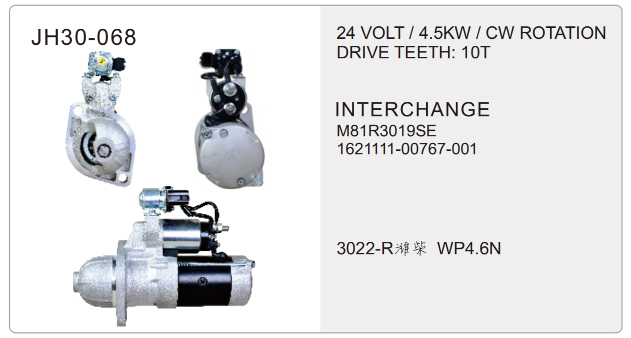 Prestolite truck starter-JH30-068-Z
