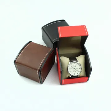 Elegant black leather watch box