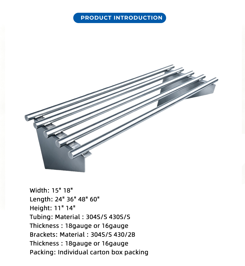 Stainless Steel Tubular Wall Mount Shelf X