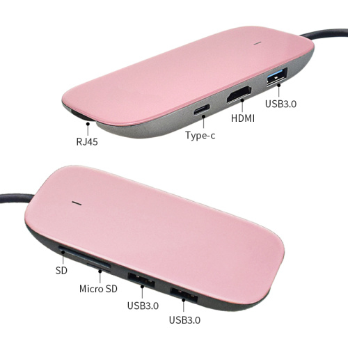 유형 C를 HDMI / SD / TF / USB3.0 / PD / LAN 어댑터로 전송